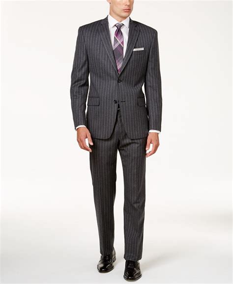 michael michael kors men's classic fit charcoal wide pinstripe suit|MICHAEL Michael Kors Men's Classic.